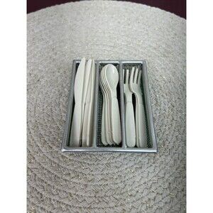 Child Toddler Baby Utensils Cutlery Set With Tray Made In Denmark 1960s Vintage